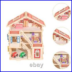 Wooden Dollhouse Playset Imagination Dolls House for Party Favor Girls