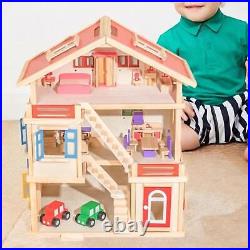 Wooden Dollhouse Playset Imagination Dolls House for Party Favor Girls