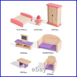 Wooden Dollhouse Playset Imagination Dolls House for Party Favor Girls