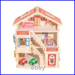 Wooden Dollhouse Playset Imagination Dolls House for Party Favor Girls