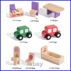 Wooden Dollhouse Playset Imagination Dolls House for Party Favor Girls