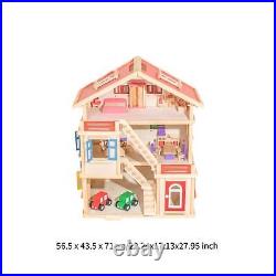 Wooden Dollhouse Playset Imagination Dolls House for Party Favor Girls