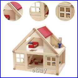 Wooden Dollhouse Playset Two Layer Doll House Toy for 3 Years and up Kids Wooden Dollhouse Playset Two Layer Doll House Toy for 3 Years and up Kids