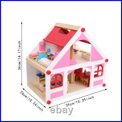 Wooden Dollhouse Pretend Play with Furniture Wooden Dollhouse Pretend Play with Furniture