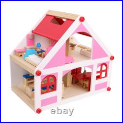 Wooden Dollhouse Pretend Play with Furniture Wooden Dollhouse Pretend Play with Furniture