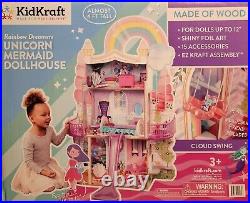 Wooden Dollhouse Rainbow Dreamers Unicorn Mermaid Doll House Gift Little Girls