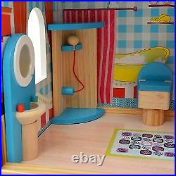 Wooden Dollhouse Wood Kids Pretend Play Playset Miniature Playhouse 60x30x90cm