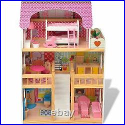 Wooden Dollhouse Wood Kids Pretend Play Playset Miniature Playhouse 60x30x90cm