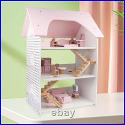 Wooden Dollhouse with Furniture and Accessories Creative Role Imagination Wooden Dollhouse with Furniture and Accessories Creative Role Imagination