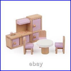 Wooden Dollhouse with Furniture and Accessories Creative Role Imagination Wooden Dollhouse with Furniture and Accessories Creative Role Imagination