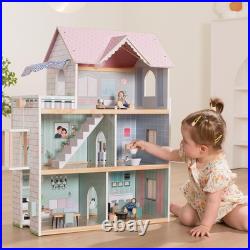 Wooden Dolls House, 2.6 Feet High with Elevator, Doorbell, Light, 15 Wooden Dolls House, 2.6 Feet High with Elevator, Doorbell, Light, 15