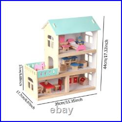 Wooden Dolls House Children Pretend Play Toy Doll Villa Wooden Dolls House Children Pretend Play Toy Doll Villa