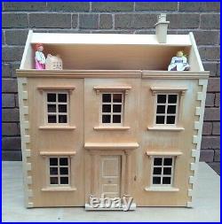 Wooden Dolls House Complete With Dolls And Furniture