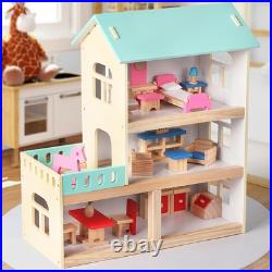 Wooden Dolls House Doll Mansion Playset Wooden Dolls House Doll Mansion Playset