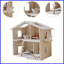 Wooden Dolls House Dollhouse Toy Educational Easy to Assemble Play House Toy
