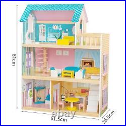Wooden Dolls House Educational Toys Princess Villa for Ages 3-7+ Girls Kids
