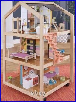 Wooden Dolls House KidKraft Lola Mansion Lights Sounds Playset 30 Furniture Toys