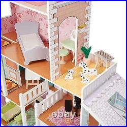 Wooden Dolls House Kids 4 Storey Mansion + Accessories 8 Rooms #4