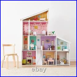 Wooden Dolls House Kids 4 Storey Mansion + Accessories 8 Rooms #6