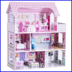 Wooden Dolls House Playset with Furniture and Accessories