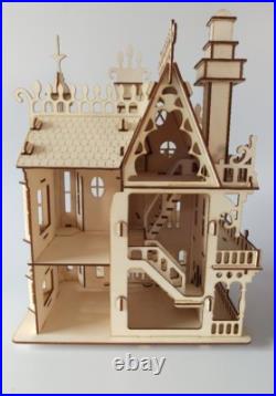 Wooden Dolls House Victorian gothic Dollhouse craft wood DIY Kit Wooden Dolls House Victorian gothic Dollhouse craft wood DIY Kit