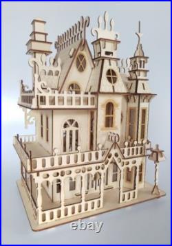 Wooden Dolls House Victorian gothic Dollhouse craft wood DIY Kit Wooden Dolls House Victorian gothic Dollhouse craft wood DIY Kit