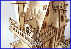 Wooden Dolls House Victorian gothic Dollhouse craft wood DIY Kit Wooden Dolls House Victorian gothic Dollhouse craft wood DIY Kit