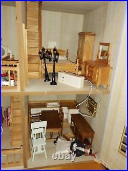 Wooden Dolls House With Furniture And Dolls