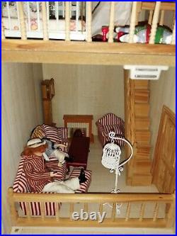 Wooden Dolls House With Furniture And Dolls