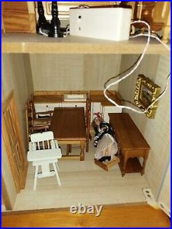 Wooden Dolls House With Furniture And Dolls