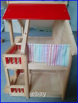 Wooden Dolls House + furniture for all rooms + Car + people + outdoor games