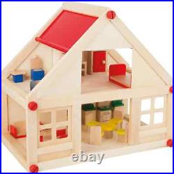 Wooden Dolls House with Furniture