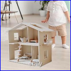 Wooden Dolls House with Realistic Design Wooden Toy for Boys Girls Kids