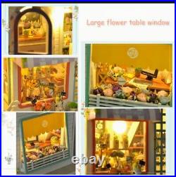 Wooden Furniture Doll House Miniature Dollhouse Diorama Kit with LED Toys