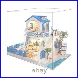 Wooden Handmade Dollhouse with Furniture LED Light Building Apartment Toys