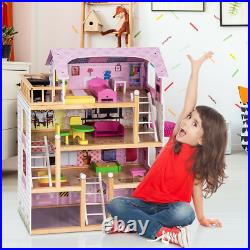Wooden House Dolls Furniture Doll Large Kids Accessories Kit Toy And Self Storey