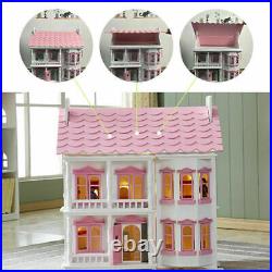 Wooden Kids Doll House All in 1 With Furniture & Dolls Role Play Dollhouse Set