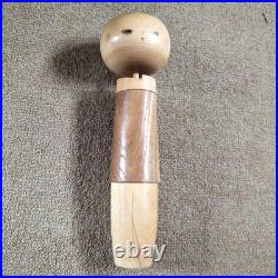Wooden Kokeshi Doll with Sunlight Sign, Natural Wood, Handmade Craft