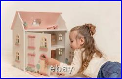 Wooden Large Doll Dolls House with Furniture PINK 3 Storey Accessories Included