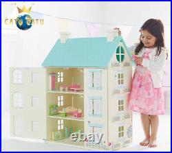 Wooden Light Up Doll House Tall Pretend Play Set Large for Girls Kids New GIFT