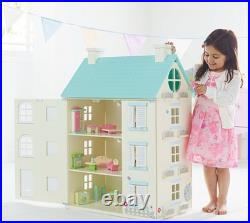 Wooden Light Up Dolls House Girls Toy