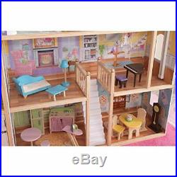 Wooden Mansion 4 Storey Kids Dolls House Gift Dollhouse Furniture Accessories