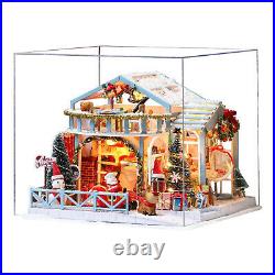 Wooden Miniature Doll Houses Cabin Kit Toys Gift & Dustproof Cover