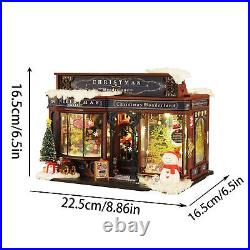 Wooden Miniature Dollhouse GiftsChristmas Snowy Night Miniature Kit With Lights