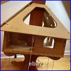 Wooden Tree House Doll Play House W Custom Rustic Furniture Lynn Derose Toy 1993