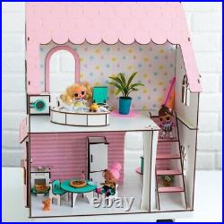 Wooden doll house, wood mini furniture set, toy house for kids, DIY doll