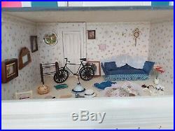 Wooden dolls house french shop with furniture