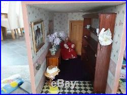 Wooden dolls house french shop with furniture
