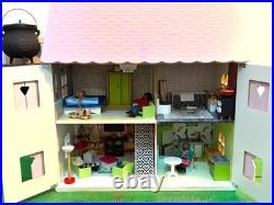 Wooden dolls house fully decorated furnished, family bespoke, super Xmas present