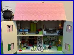 Wooden dolls house fully decorated furnished, family bespoke, super Xmas present